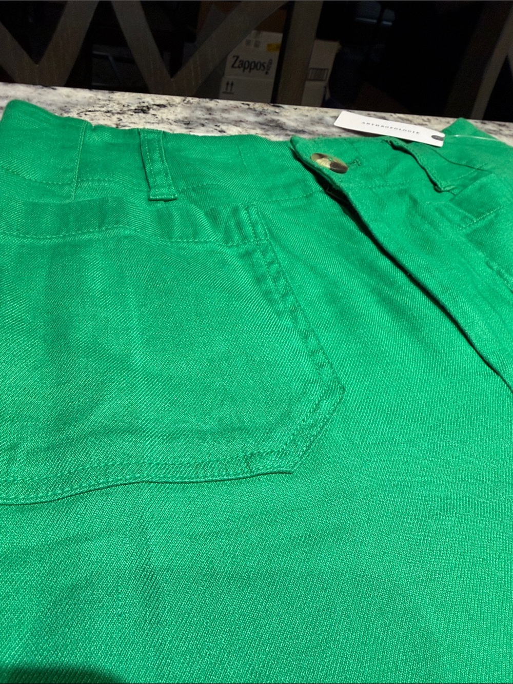 Anthropologie Maeve Colette Green Cropped Wide-Leg Pants - Picture 4 of 7
